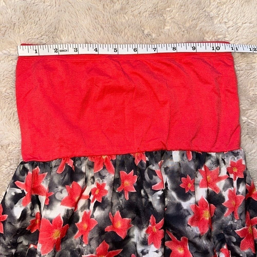 Strapless Red Floral Mini Dress - Picture 5 of 7